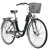 Das Citybike besitzt eine Einstiegshöhe von 39 cm, eine Lenkerhöhe von 106 cm und eine Sattelhöhe von 85 - 103 cm