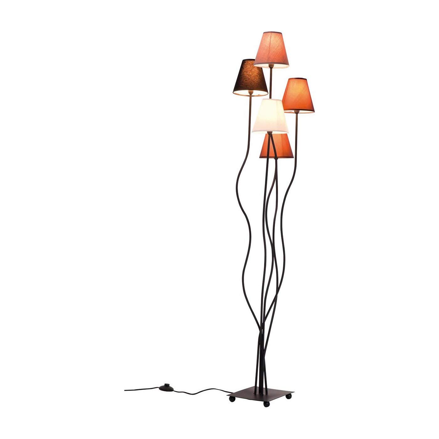 Kare Design Lampda Da Terra Flexible Mocca Cinque, Marrone/Beige, 163Cm, 5 Plafoni, Lampadine Non Incluse