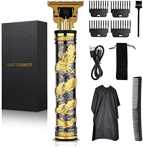 HIENA PRO Professional Mens Hair Clippers Zero Gapped Cordless Hair Trimmer Professional Haircut for Men Rechargeable (Black+Gold)