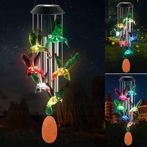 Product Image of the Hummingbird Gift,Solar sind shimes,Gifts for All mom/Grandma/Women/Aunt/Daughte/Friend/Niece/Sister/Teacher/dad, Mother Birthday Gift, Gardening Gifts,windchimes Outside, Perfect for Patio, Garden