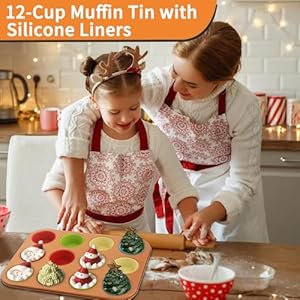 6 Pieces Baking Pans Set Nonstick Bakeware Set Stackable with Cookie Sheet Muffin RoundSquare Cake Pan Loaf Pan Rack Oven Mitt Spatula for Home Baker Gold