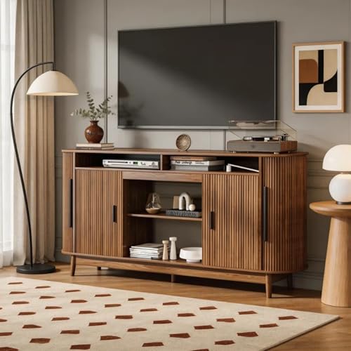 ZONVEOKE TV Stand for Living Room Mid Century Modern Entertainment