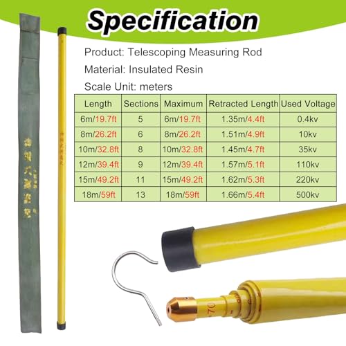 Adjustable Retractable Surveying Rod for Outdoor Use, 10m/32.8ft Measuring Pole, Durable Commercial Grade Ruler, 10 Pack for Precise Measurements and Reliable Performance