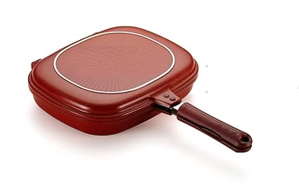 nunki trend Premium Nonstick Double Sided Multi Purpose Nonstick Pan, Omelette Pan, Flip Pan, Square, Dishwasher Safe, PFOA-Free (red)