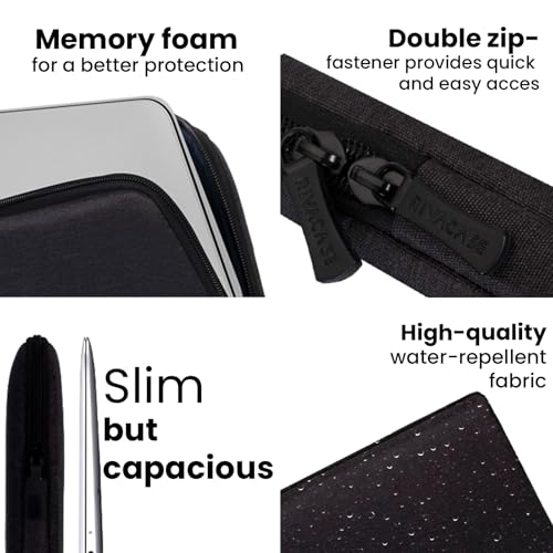 Image of RIVACASE Suzuka ECO Laptop sleeve 13.3 to 14 inches fits most popular Macbook, Laptops, Ultrabooks and Tablets made from ECO-FRIENDLY RPET Water Resistant Polyester Fabric