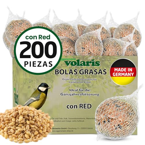 Eggersmann volaris Bolinho de massa de carboneiro com rede, 200 unidades [bolas MEISEN] 18 kg, comida para pássaros selvagens, almôndegas de pássaros ricas em nutrientes para todos os pássaros do