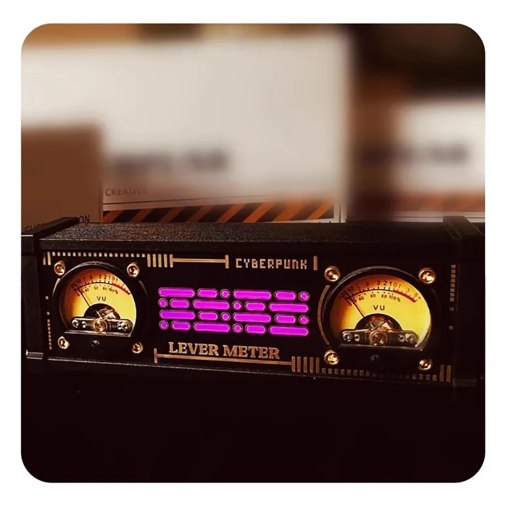 Sound aktiviertes VU Meter, mit RGB Hintergrundbeleuchtung, Stereo Mikrofon Lautstärke, Desktop Audiopegelanzeige, für Heim Audiosysteme