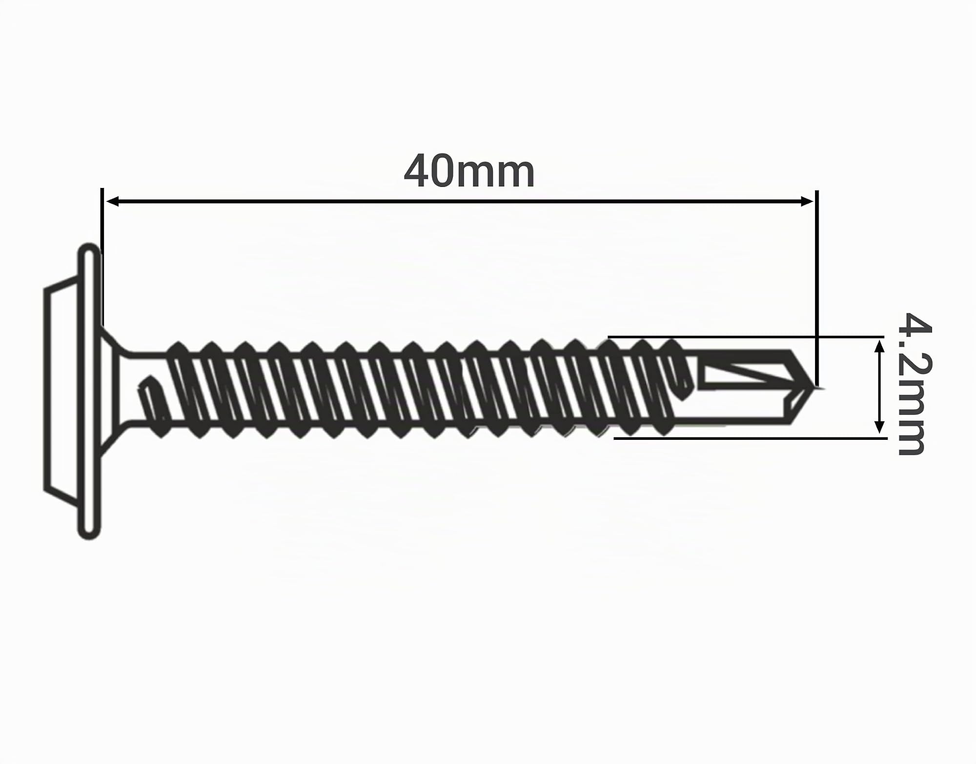 SKIR'CO (150 pièces) Vis Autoperceuses Peintes 4,2 x 40 mm, Vis Tôle, Tête Bombée Modifiée PH (Gris Anthracite RAL 7016)