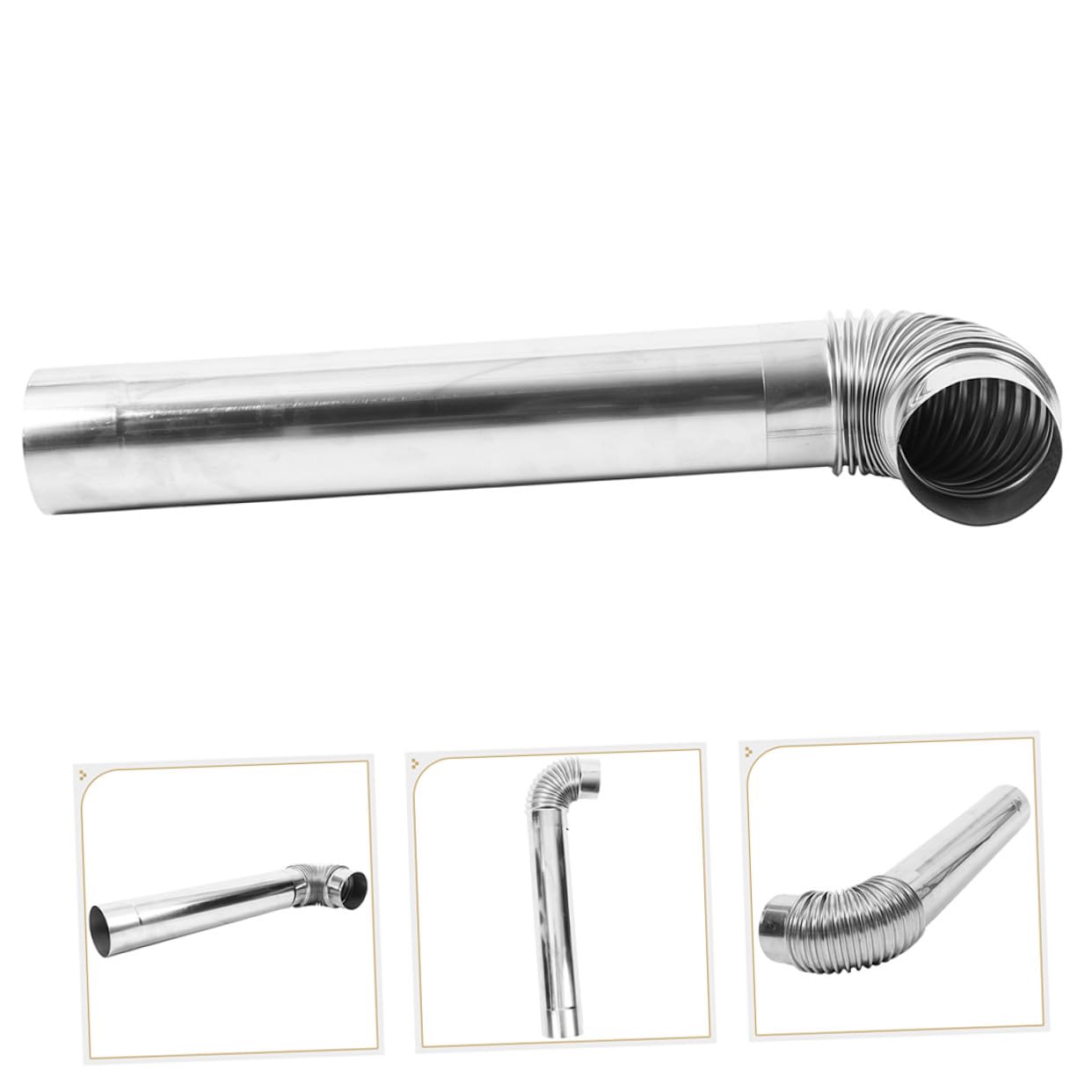 Tubo Canna Fumaria per Stufa, Set 1 Pezzo in Acciaio Inox | Argento, Installazione Semplice, per Stufa Domestico e Riscaldamento a Legna