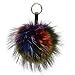 6" Large Genuine Fur Pom Pom Keychain Puff Ball Car Keyring / Bag Purse Charm (multicoloured)