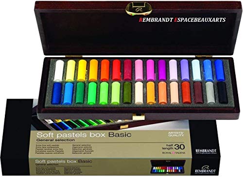 Set de Pinturas Rembrandt 30 pcs, Pasteles Suaves,Rembrandt Dry Pastel Set 1/2 Sticks 30, Selección general, Caja de madera (Importación de Francia) Cover