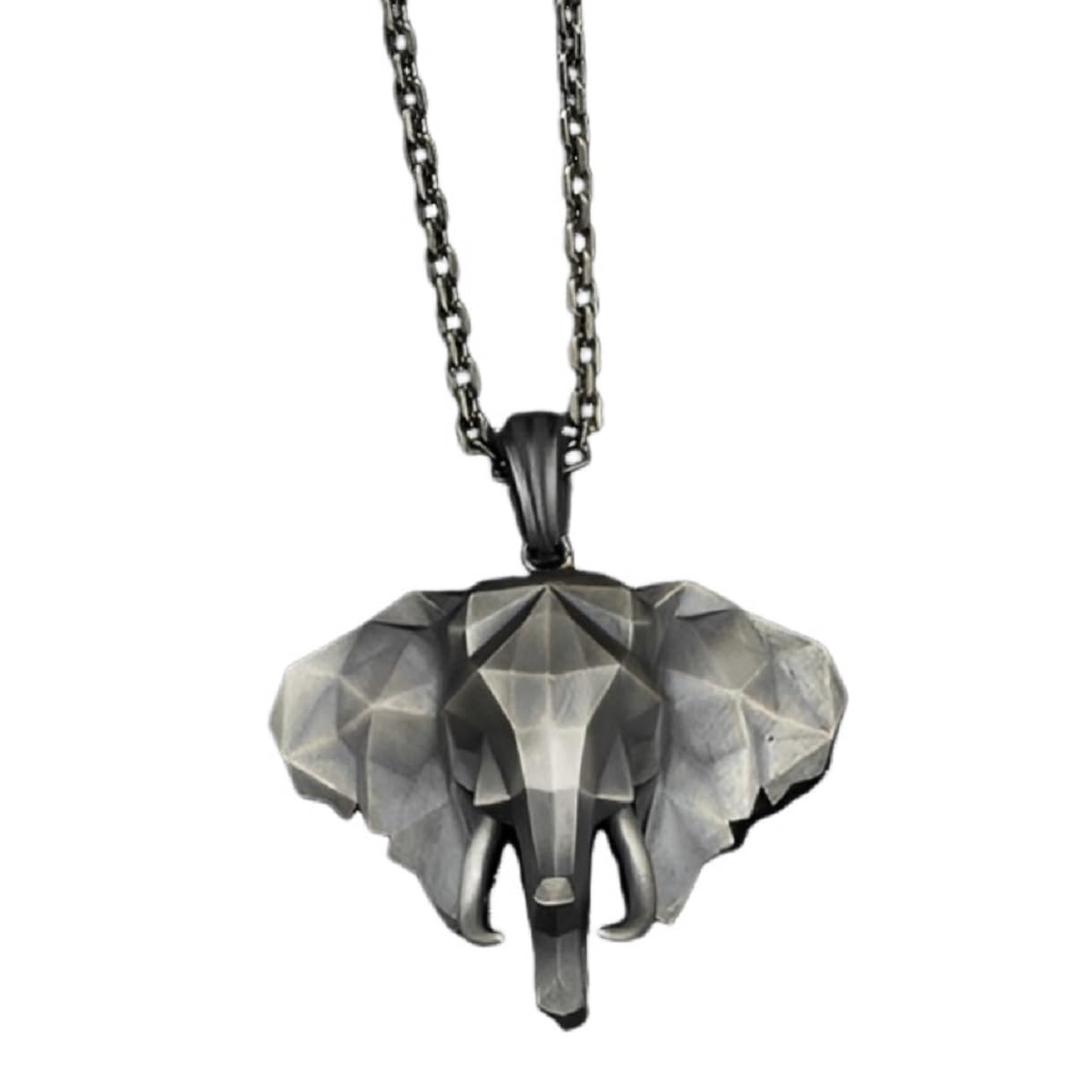 Elephant Head Pendant, Punk Elephant Head Necklace for Men, Luck Elephant Animal Amulet Necklace Rock Elephant Head Jewelry, Tribal Elephant Necklace Vintage Elephant Totem Pendant Necklace for Boys