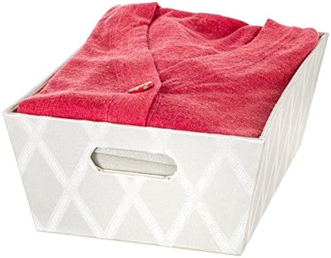 Creative Scents Fabric Storage Basket for Shelves - (13.75" x 9.75" x 5") Decorative Bins for Closet Cloth Nursery, Great for Toys and Gift Box, Ideal for Home and Bathroom Organization (Off-White)