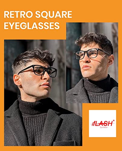 Image of IFLASH Blue Light Blocking Glasses Gaming Filter Transparent Square Eyeglasses for Eye Protection Men Women, Computer /Tablet /Laptop /Mobile /TV, Anti-blue & Anti eyestrain