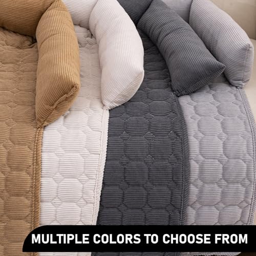 OKYUK Premium Hundebett - Sofaschutz für Haustiere, handgefertigtes und waschbares Hundekissen, Flauschige Hundematte für alle Größen (Kord Kunkelgrau, 75 x 75CM)