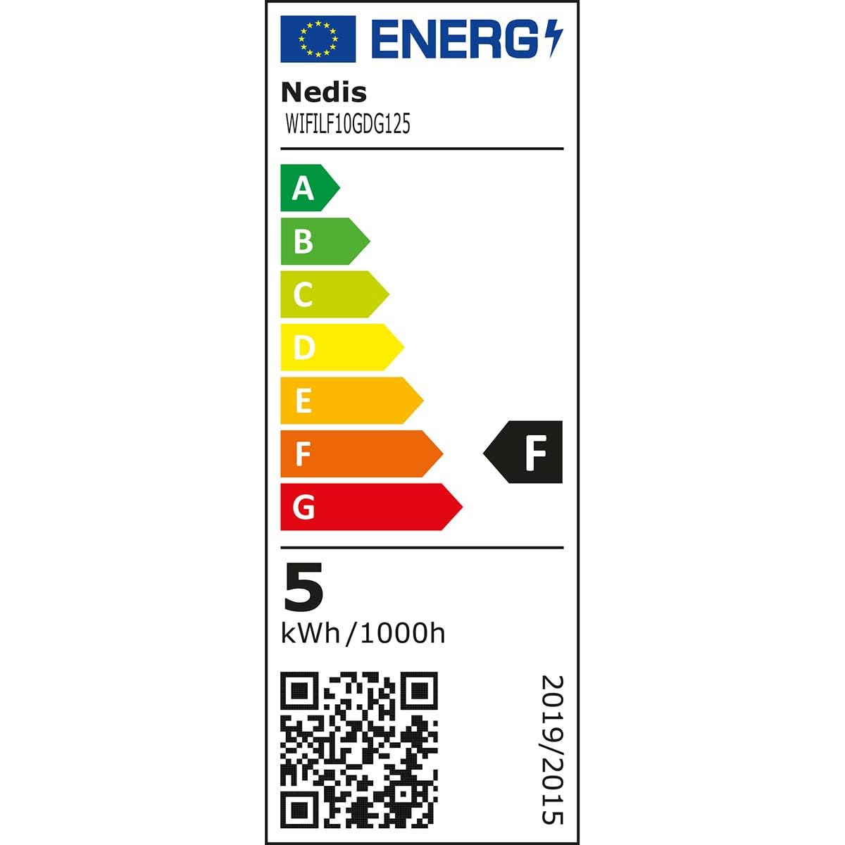 Nedis – Lampadina a filamento Smart WiFi – E27 – 125 mm – 5 W – 500 lm – Controllo app – Facile da configurare – Flusso luminoso nominale: 500 lm – Colore: oro – Materiale: vetro