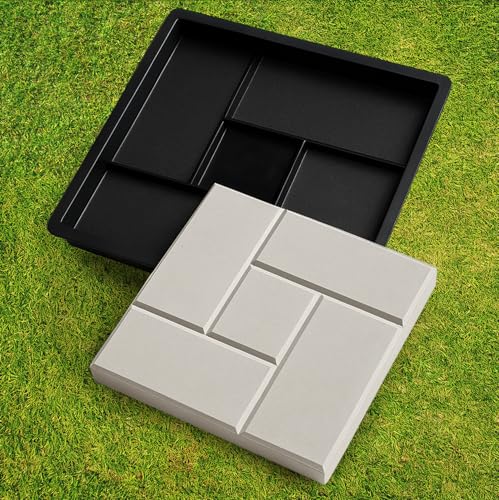 BETONEX Lot de 4 moules en plastique pour pavés de terrasse en béton, dalles labyrinthes, grands et beaux moules en béton préfabriqué pour allées