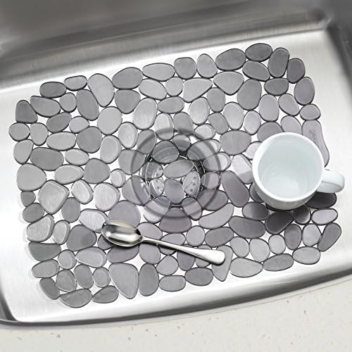 iDesign 60663 Pebblz Dish Mat, Large Plastic Sink Protector, Draining Board Mat, Graphite