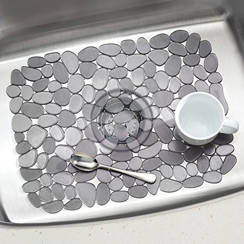 iDesign 60663 Pebblz mata do naczyń, duży plastikowy ochraniacz na zlew, mata odpływowa, grafitowa