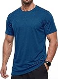 MAGCOMSEN Camisetas Manga Corta Hombre Secado Rápido Ligeras para Gimnasio Entrenamiento Running Deportiva Transpirable Fitness Ropa Azul medio, XL