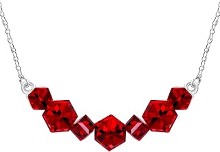 Elegant 7 Stones Crystal Cube Necklace Platinum Plated Modern 3D Square Cube Pendant Fantastic Necklace for Women