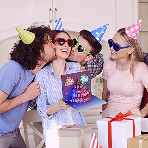 Yinqing Light & Music Birthday Cards, Happy Birthday Card, 3D Pop Up Birthday Cake Gift Greeting Card For Men Women Wife Dad Son #TOP3