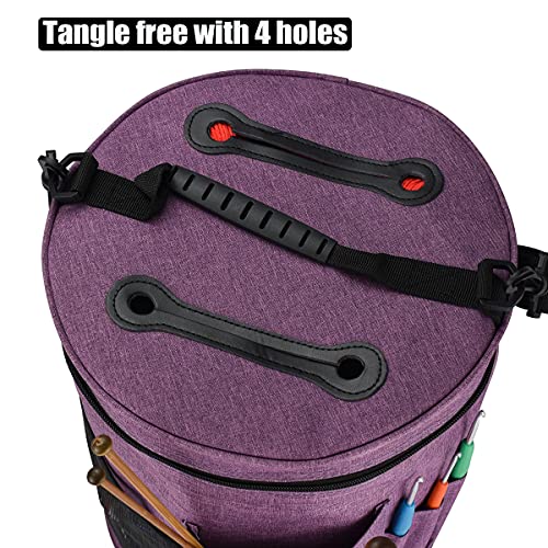 Weabetfu Large Capacity Portable Yarn Organizer Knitting Tote Storage Bag With Shoulder Strap Yarn Bags Have Pocket For Crochet Hooks,Knitting Needles & Accessories,Prevent Yarn Tangle(Purple) #TOP2