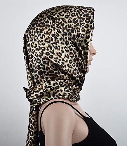 Corciova 35 X 35 Large Women Satin Square Silk Feeling Hair Scarf Wrap Headscarf Leopard #TOP2