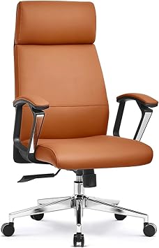 Executive Office Chair, Ergonomic Chair, High Back Leather, Adjustable, Swivel Rolling Reclining, for Work and StudyOrange