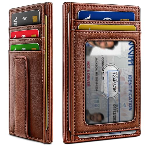 BULLIANT Men Wallet,Slim Leather Wallet Money Clip Card Hodler For Men Gift 8 Cards RFID Blocking