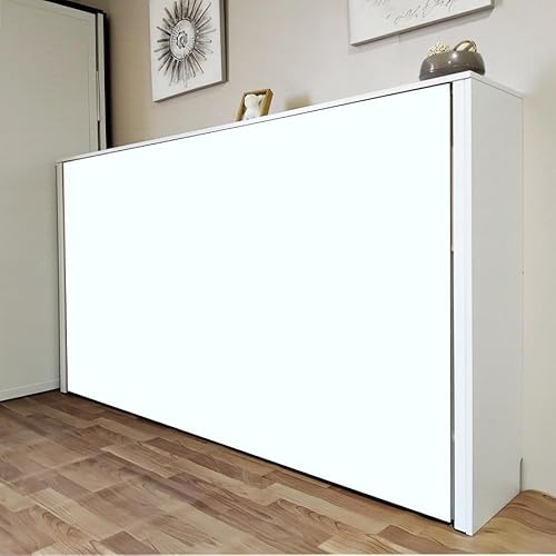 Monarka Cama abatible Horizontal MK-HUVA, Cama Plegable, abatible Juvenil, Todo en Blanco, Medida para colchón de 90x190 cm,