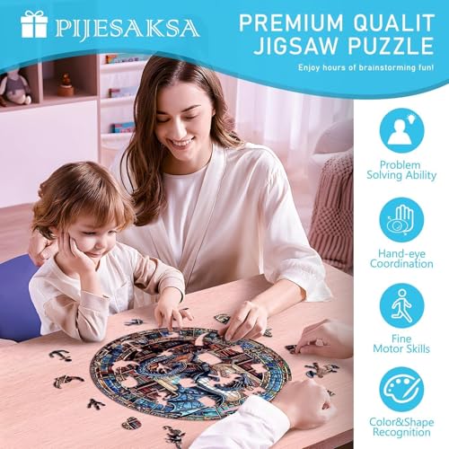Rompecabezas de madera Dragon's Library para adultos, 300 piezas, 13.4 x 13.4 pulgadas | Piezas con forma única de animales, juegos de rompecabezas de dragón y decoración para el hogar, regalos para familiares y amigos miniatura 4