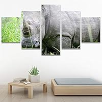 SIGNWIN 5 Panel Canvas Wall Art Animals Black and White Dramatic Duotone Modern Artwork for Home Decorations Ready to Hang - 60