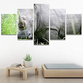 SIGNWIN 5 Panel Canvas Wall Art Animals Black...