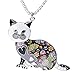 Marte&Joven Cute Cat Necklace Enamel Cartoon Cats Pendant Jewelry for Women Friends