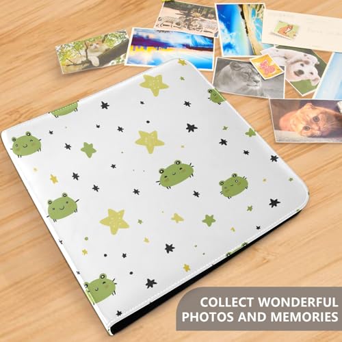 Álbum de fotos autoadhesivo DIy Scrapbook con ranas y estrellas, encuadernación de 3 anillas, 40 páginas 8x10 para memoria miniatura 5