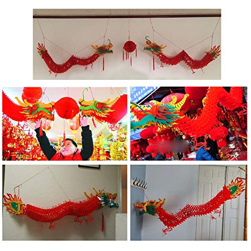 Lux Hanging Dragon Decoration 3D Handmade Traditional Chinese New Year Party Paper Dragon Hanging Paper Decor For Lantern Festival (39 Inch) #TOP6