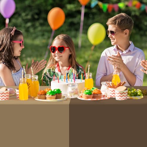 12 Pack Sage Green and Brown Plastic Tablecloth for Rectangle Tables, Safari Baby Shower Disposable Table Cover, Mallard Duck Camo Table Cloth for Jungle Forest Christmas Picnic Woodland Party Decor by Hauwellter - Used condition - Image 5