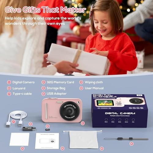 Digital Camera for Kids, 48MP FHD 1080P Point and Shoot Digital Cameras with 16X Zoom Anti-Shake, Compact Portable Cameras for Photography, for Boys Girls Teens Beginners-Pink by WITYEAH - Image 7