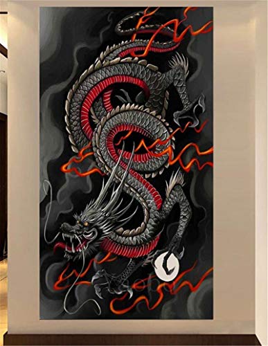 Broderie Diamant Dragon Chinois 5D Strass Carrés Canevas Haute Définition