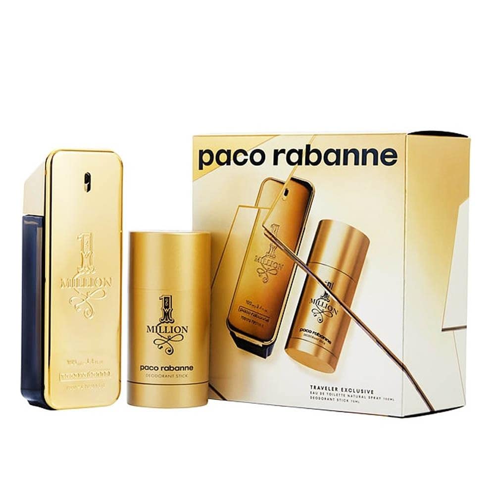Paco Rabanne 1 Million for Men By 2 Pc Gift Set (edt Spray 3.4 Oz + Deodorant Stick 2.3 Oz), 2count