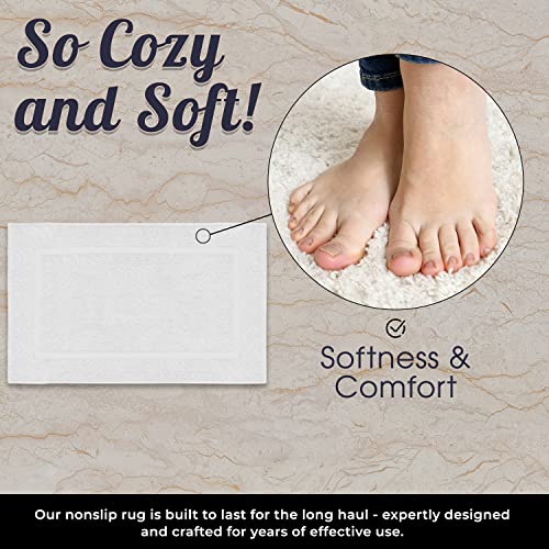 Pacific Linens, Set Of 2 Bath Mats 100% Cotton Bathroom Floor Towel Mat - Extra Absorbent - Machine Washable Bathroom Mats - Accessories - White #TOP4