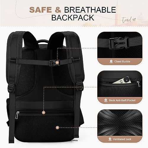 Maelstrom Travel Backpack for Women Men,30L Laptop Backpack Fits 17-Inch Laptop,Carry On Backpack for Airplanes with Crossbody Bag&Shoe Compartment&Toiletry Bag (Black With Toiletry Bag, Large) by Maelstrom - Image 8