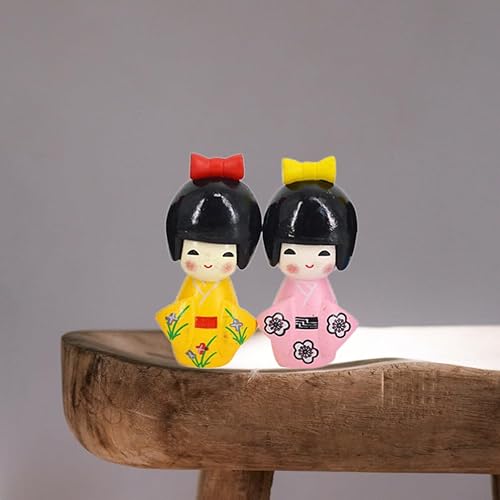 Miniatura 9 de Toyvian 6 piezas de muñecas japonesas en miniatura, mini kimono para decoración de muñeca, adorno de escritorio para el hogar, restaurante,