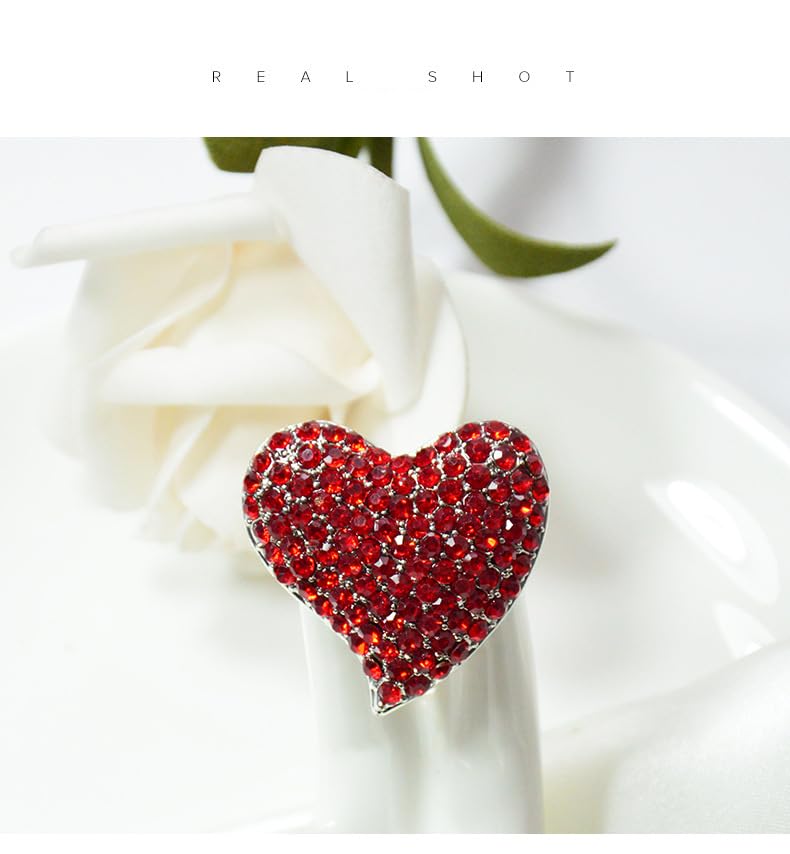 Image of Love Heart Shape Brooch Pin Full Crystal Pink /Red /Coloful Heart Lapel Pin Rhinestone Love Heart Badges for Clothing Bag Hat Fashion Dress Coat Pin Valentine's Day Christmas Gift