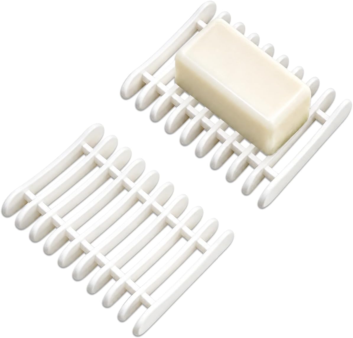 2 Pcs Plastic Bar Soap Holder Soap Tray Non-Slip Soap Saver Self Draining Soap Dish for Bar Soap Clear Soap Dryer for Shower Bathroom Kitchen Restaurant Counter