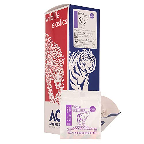 American Orthodontics Elastics Wildlife Wolf | Assorted Neon, Medium, 4.5 Oz, 1/8" Size, 75 Packs Per Box, 7,500 Elastics | Made In The Usa | Neon Colors, Top Quality Latex Tubing #TOP2