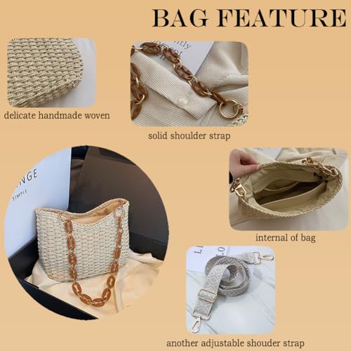 Women's Handmade Woven Shoulder Bags Straw Crossbody Purse Stylish Beach Hobo Handbags with Zipper Closure2
