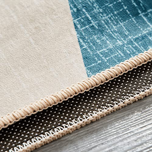Tapis géométrique salon moderne 180x280 cm lavable vert jaune beige - 7