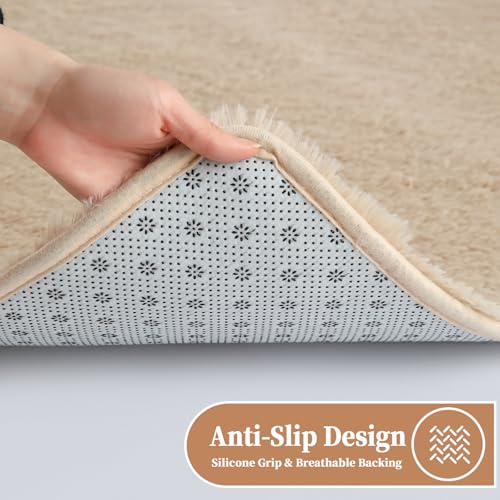 Tapete Premium Shag 5 x 8 Pies Beige Ultra Plush miniatura 5